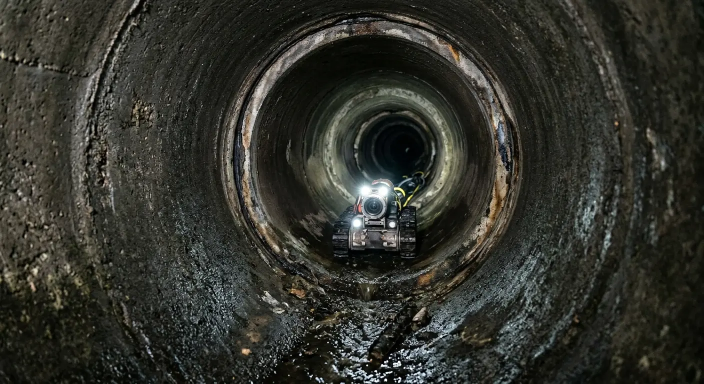 Robotic sewer camera inspecting pipe interior for Sewer Line Repair in Gahanna